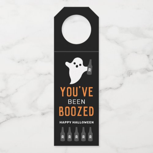 Youve Been Boozed Orange and Black Halloween Bottle Hanger Tag
