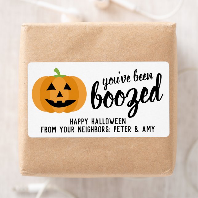 You've Been Boozed - Pumpkin Halloween Party Label (Insitu)