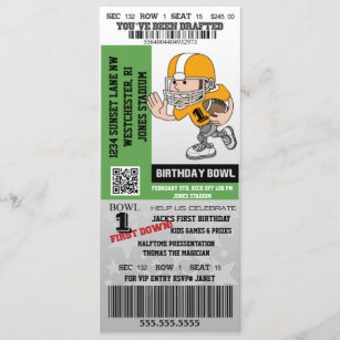 Pittsburgh Steelers Birthday Invitation, Football, Ticket