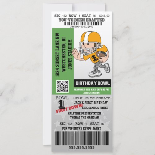 Youve Been Drafted Football Baby First Birthday Invitation