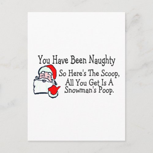 Youve Been Naughty All You Get Is Snowmans Poop Postcard