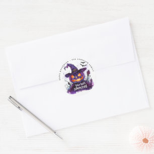 You've Been Summoned Purple Pumpkin Witch Classic Round Sticker