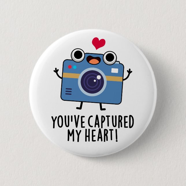 You've Captured My Heart Funny Camera Pun  Button (Front)