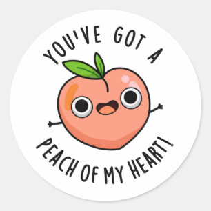 You've Got A Peach Of My Heart Funny Fruit Pun Classic Round Sticker