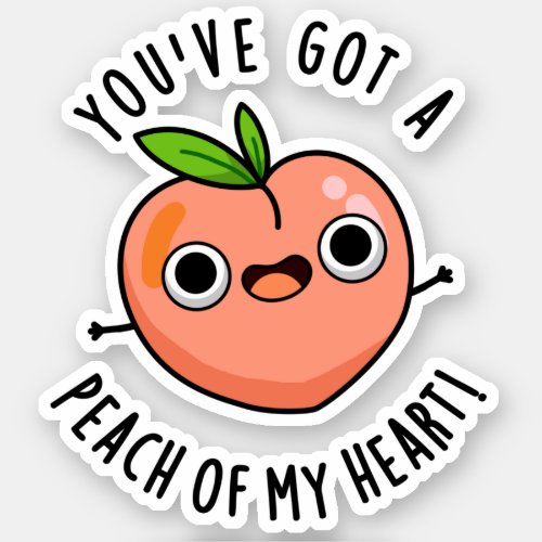 Youve Got A Peach Of My Heart Funny Fruit Puns Sticker