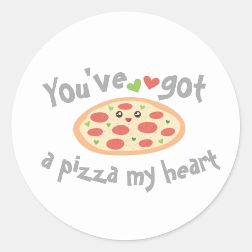 Youve Got a Pizza My Heart Funny Punny Food Humor Classic Round Sticker
