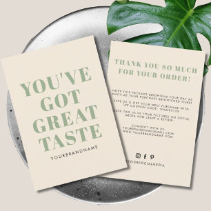 You've got great taste business thank you card