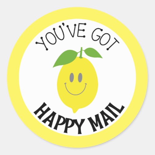 Youve Got Happy Mail Lemon Yellow Round Sticker