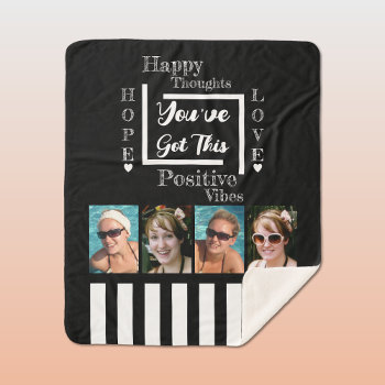 You've Got This Motivational 4 Photos Black White Sherpa Blanket by LynnroseDesigns at Zazzle