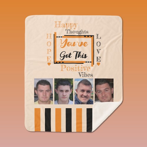 Youve got this motivational 4 photos orange black sherpa blanket