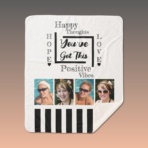 Youve got this motivational 4 photos white black sherpa blanket
