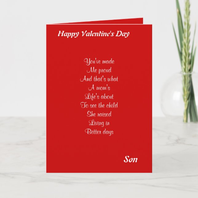 You've made me proud Son valentine's day Holiday Card (Front)