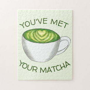 You've Met Your Match Matcha Green Tea Latte Love Jigsaw Puzzle