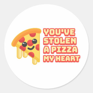 You've Stolen a Pizza my Heart! Cute Pizza Cartoon Classic Round Sticker
