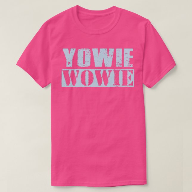 Yowie Wowie Vintage Light Blue Text T-Shirt (Design Front)
