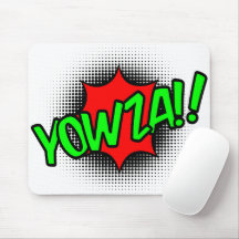 YOWZA!! Pop Art Mouse Pad – Neon Green Comic Burst