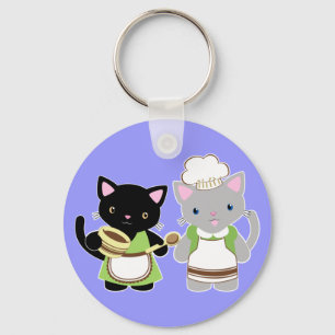 Yoyo and Suki Neko baking kitties Keychain