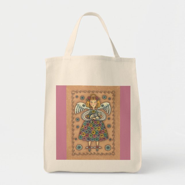 YoYo Quilt Angel GROCERY TOTE (Front)