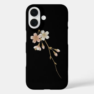 Yozakura Elegance: Golden Sakura & Midnight Black iPhone 16 Case