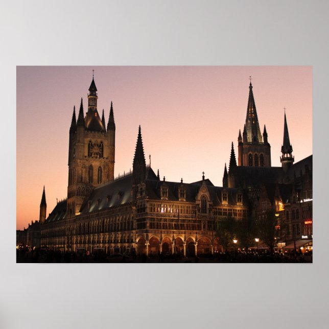 Ypres Cloth Hall, Belgium by Night Poster (Front)