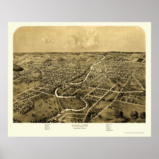 Ypsilanti, MI Panoramic Map - 1868 Poster (Front)