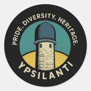 Ypsilanti Water Tower - Pride Diversity Heritage Classic Round Sticker
