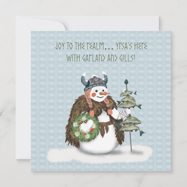 Yrsa’s Tidings – Viking Snowwoman Christmas Card (Front)