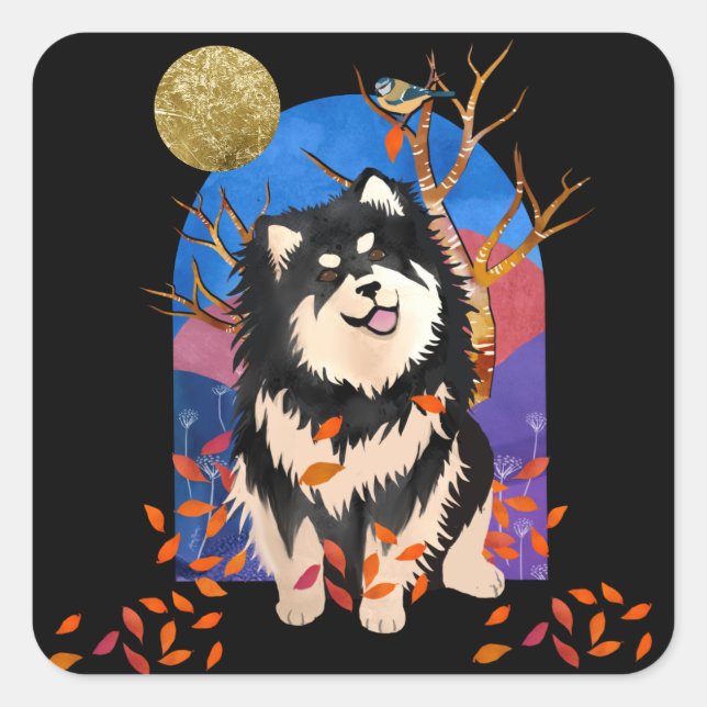 YRSE  IN AUTUMN - Finnish Lapphund stickers 2 size (Front)