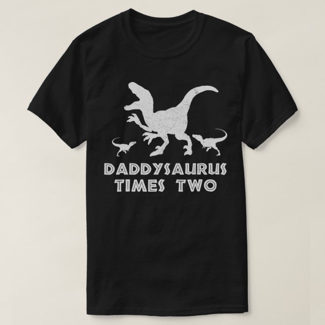 YSAURUS TIMES TWO Twins Father Dad Kids Dinosaur  T-Shirt (Design Front)