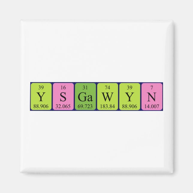 Ysgawyn periodic table name magnet (Front)