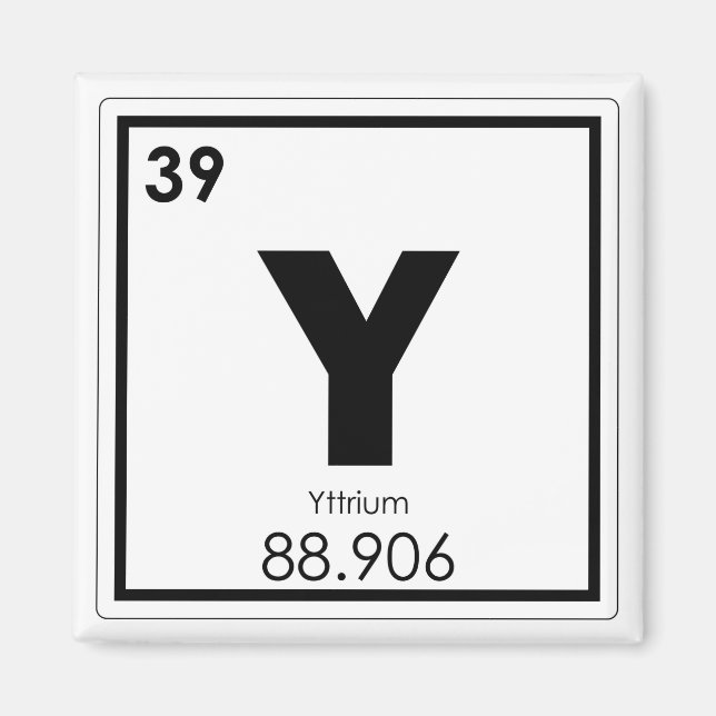 Yttrium chemical element symbol chemistry formula magnet (Front)