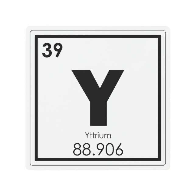 Yttrium chemical element symbol chemistry formula metal print (Front)