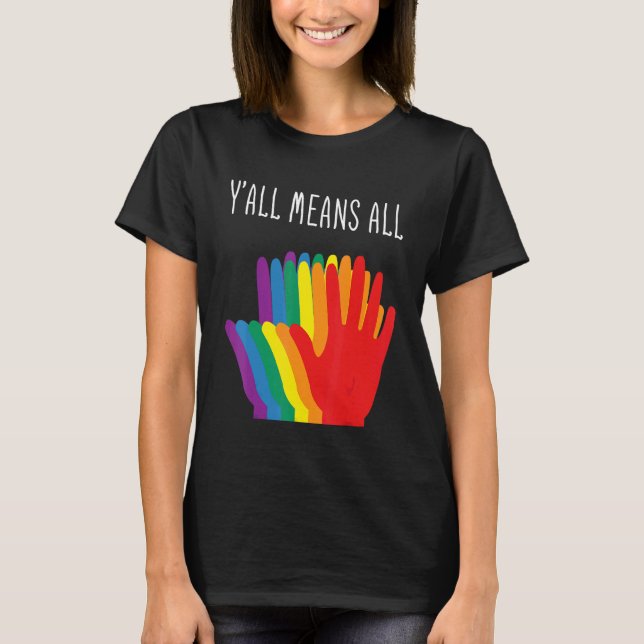 Yu2019all Means All Rainbow Hearts Flag Lgbt For P T-Shirt (Front)