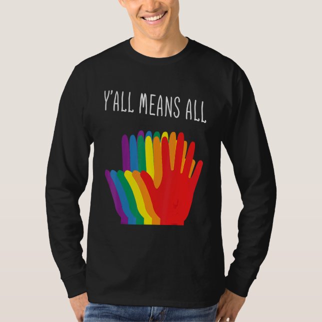 Yu2019all Means All Rainbow Hearts Flag Lgbt For P T-Shirt (Front)
