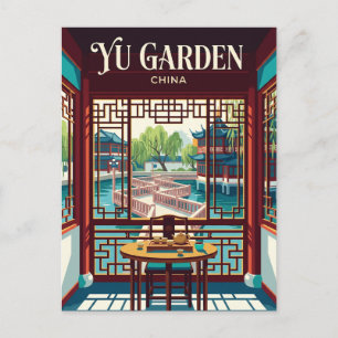 Yu Garden Huxinting Teahouse Interior China Postcard