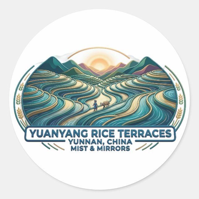 YUANYANG RICE TERRACES CLASSIC ROUND STICKER (Front)