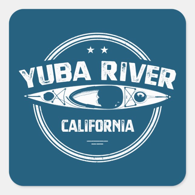 Yuba River California Kayaking Square Sticker (Front)