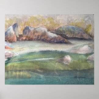YUBA RIVER, WATERCOLOUR POSTER