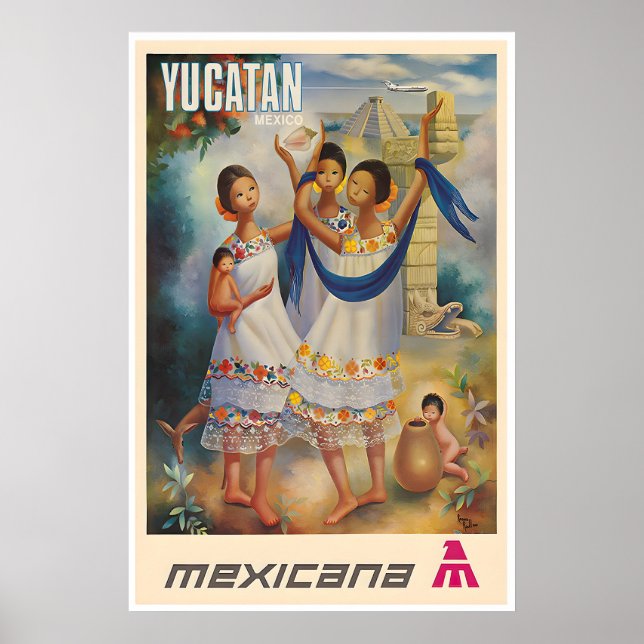 Yucatan Art Mexico Travel Poster Mexican Print (Front)