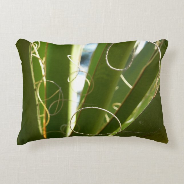 Yucca Leaves Green Nature Photography Accent Pillow (Front)