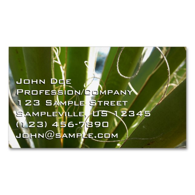 Yucca Leaves Green Nature Photography Business Card Magnet (Front)