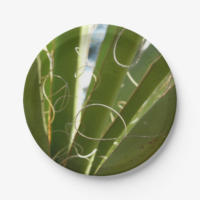 Yucca Leaves Green Nature Photography Paper Plates (Front)