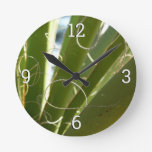 Yucca Leaves Green Nature Photography Round Clock