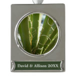 Yucca Leaves Green Nature Photography Silver Plated Banner Ornament