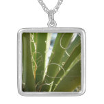 Yucca Leaves Green Nature Photography Silver Plated Necklace