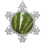 Yucca Leaves Green Nature Photography Snowflake Pewter Christmas Ornament