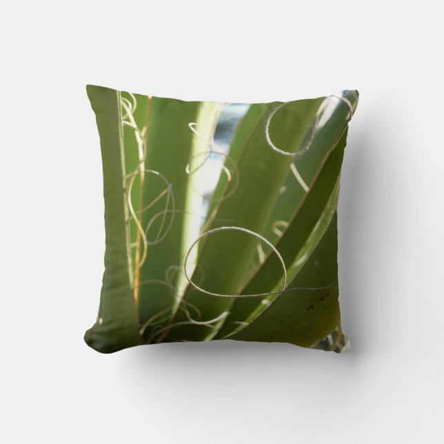 Yucca Leaves Green Nature Photography Throw Pillow (Front)