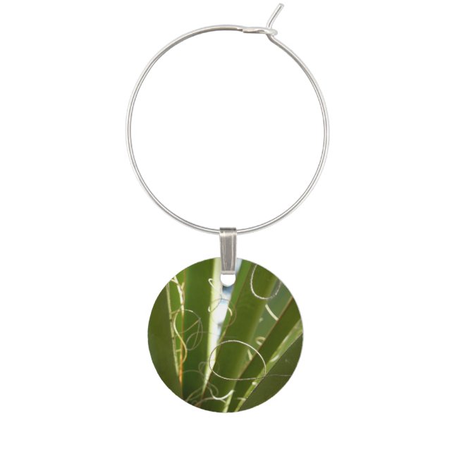 Yucca Leaves Green Nature Photography Wine Charm (Front)