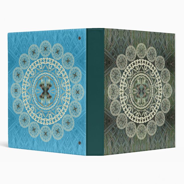 Yucca Mandalas on Green and Blue Patterns Binder (Background)