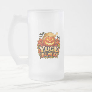 YUGE Halloween Pumpkin Two-Sided Frosted Glass Beer Mug